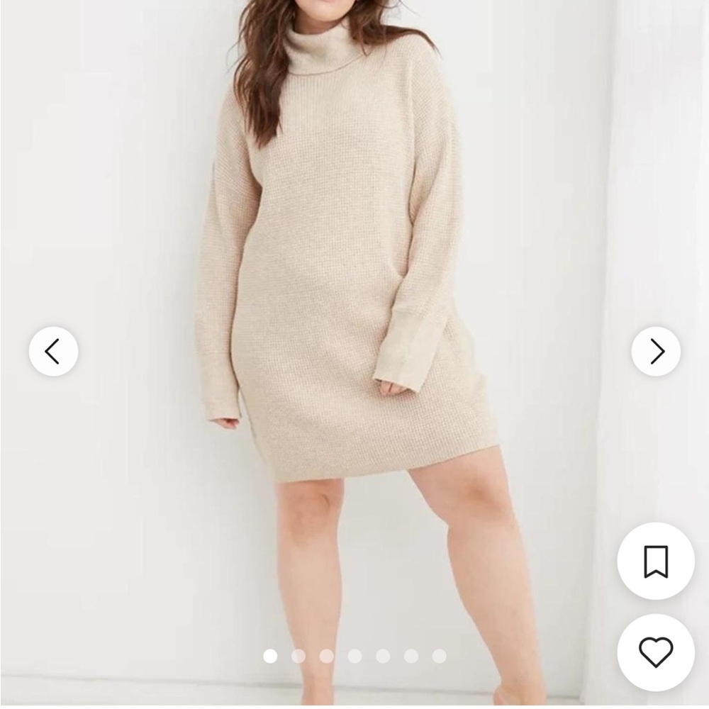 🆕 NWT Aerie Cream Knit Turtleneck Sweater Dress
